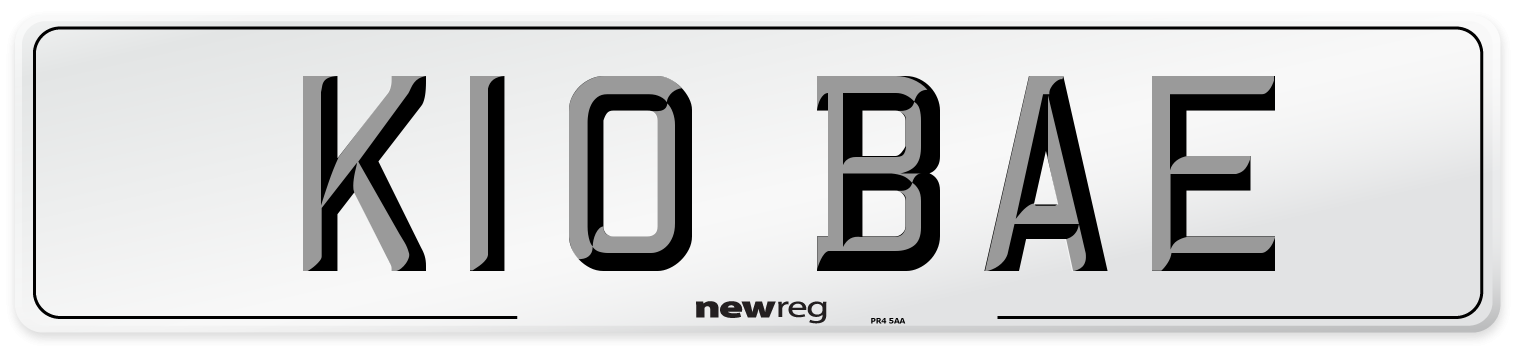K10 BAE Number Plate from New Reg